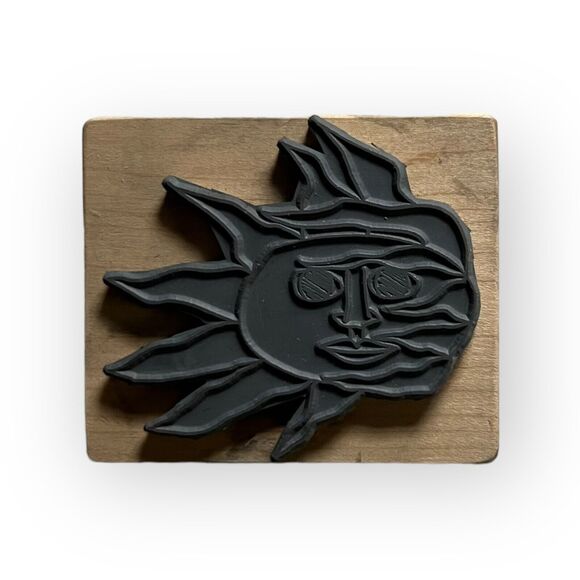 Magenta Sunflower, Sun, Flower With Face Wood & Rubber Stamp - Picture 2 of 9